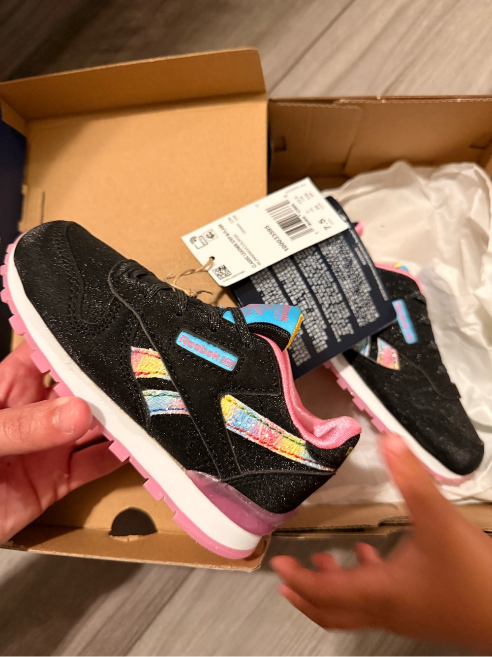 Reebok Kids Black Pink Retro Runner Sneakers